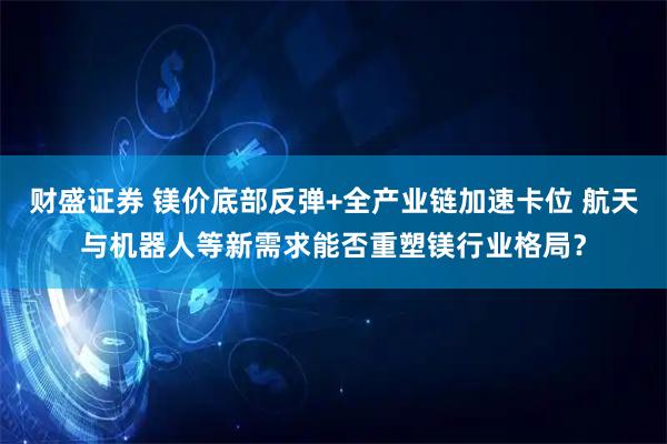 财盛证券 镁价底部反弹+全产业链加速卡位 航天与机器人等新需求能否重塑镁行业格局？
