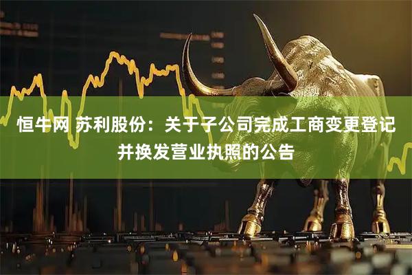 恒牛网 苏利股份：关于子公司完成工商变更登记并换发营业执照的公告
